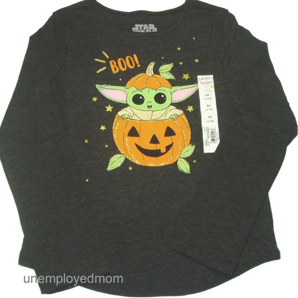 Halloween Tee Yoda Boo Stars Wars Top Shirt Kids Girls The Child Graphic